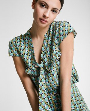 Женская блузка с коротким рукавом абстрактным принтом , мультиколор Trucco