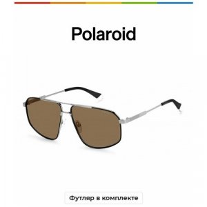 Солнцезащитные очки  PLD 4118/S/X KJ1 M9, черный, серый Polaroid. Цвет: коричневый/черный/серый/серебристый