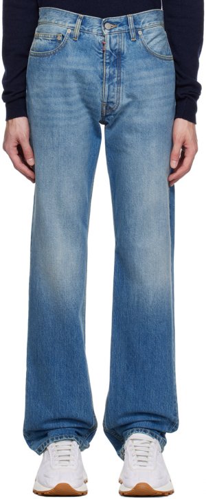 Синие джинсы с крючками Maison Margiela