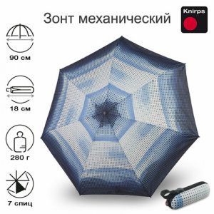 Мини-зонт , мультиколор Knirps. Цвет: голубой/черный/синий