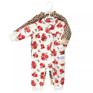 Плюшевые комбинезоны Hudson для маленьких девочек, цвет Red Rose Leopard Baby