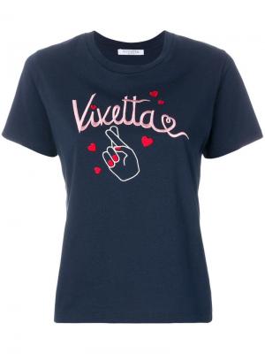 Укороченная футболка с вышивкой Vivetta. Цвет: синий
