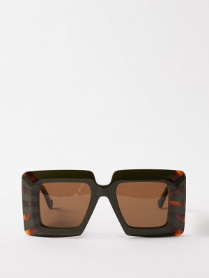 Крупные квадратные солнцезащитные очки черепаховой расцветки из ацетата LOEWE, зеленый Loewe