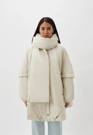 Куртка утепленная и шарф Nina Ricci. Цвет: белый