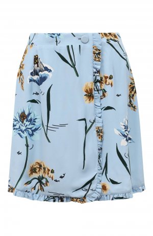 Мини-юбка из вискозы с цветочным принтом Markus Lupfer. Цвет: голубой