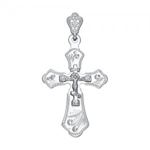 Крест из серебра с гравировкой SOKOLOV