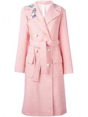 Двубортное пальто с поясом Olympia Le-Tan. Цвет: розовый и фиолетовый