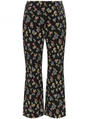 Укороченные брюки с цветочным принтом Erdem. Цвет: черный