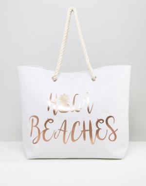Пляжная сумка с золотистым принтом Hola Beaches -Золотой South Beach