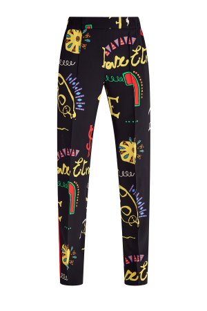 Прямые брюки из чистого шелка в пижамном стиле с лампасами ETRO. Цвет: мульти