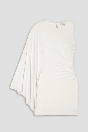 Платье мини Kenna из джерси с одним рукавом и сборками , белый Halston