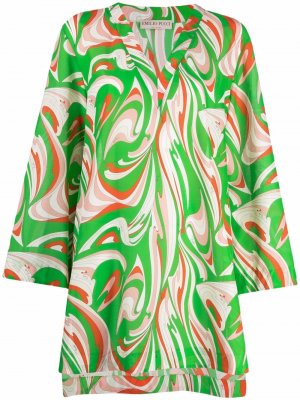 Пляжное платье с длинными рукавами и графичным принтом Emilio Pucci. Цвет: зеленый