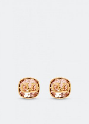 Серьги VALENTINO GARAVANI VLogo Signature crystal earrings, розовый