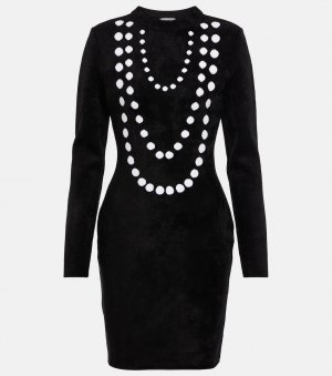 Жаккардовое мини-платье из смесовой шерсти ALAÏA, черный Alaïa