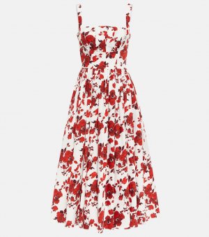 Плиссированное платье миди из махрового хлопка EMILIA WICKSTEAD, красный Wickstead