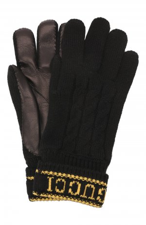 Комбинированные перчатки Gucci. Цвет: чёрный