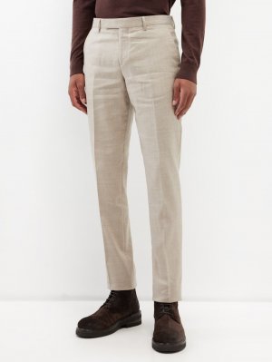 Костюмные брюки из смесового льна с плоским передом , бежевый Paul Smith