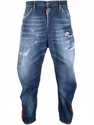 Зауженные джинсы с эффектом потертости Dsquared2. Цвет: синий