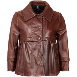 Кожаная куртка , средней длины, силуэт трапеция, размер 42, коричневый Max Mara. Цвет: коричневый