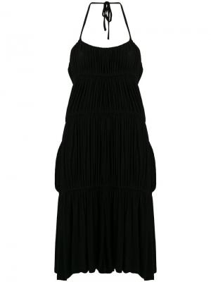 Платье-миди с вырезом-петлей халтер 6397. Цвет: черный