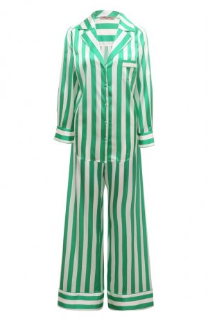 Шелковая пижама Marjolaine. Цвет: зелёный