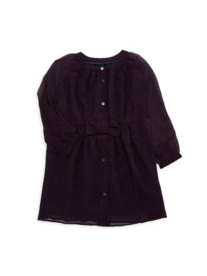 Шелковое платье-рубашка в горошек для маленьких девочек и девочек, фиолетовый Burberry