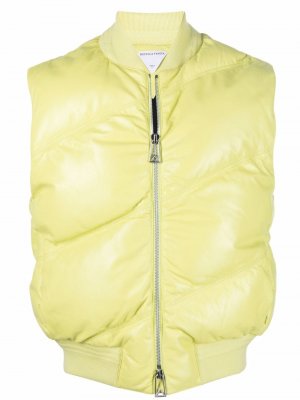 Shiny leather padded vest Bottega Veneta. Цвет: зеленый