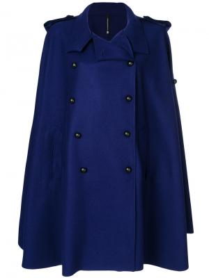 Двубортная куртка-кейп Pierantoniogaspari. Цвет: синий