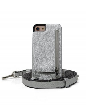 Чехол для iPhone через плечо 6, 6S, 7, 8 или SE с бумажником на ремешке , серебро Hera Cases