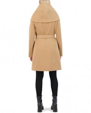 Пальто Belted Asymmetric Zip Front Soft Twill Coat, бежевый Cole Haan