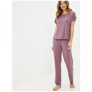 Пижама , короткий рукав, пояс на резинке, размер L, розовый Luisa Moretti. Цвет: розовый