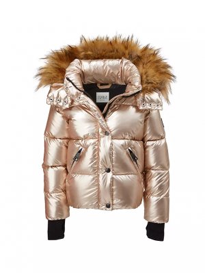 Куртка Elsa с отделкой из искусственного меха металлик для маленьких девочек и , цвет light gold Sam.