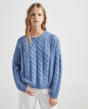 Женский базовый плетеный свитер , синий Green Coast. Цвет: синий