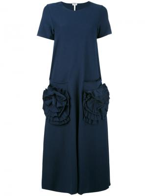 Длинное платье-футболка с накладными карманами Loewe. Цвет: синий