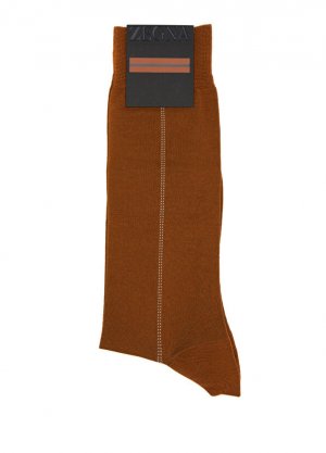 Светло-коричневые мужские носки с прострочкой Zegna