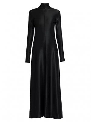 Матовое атласное платье макси с длинными рукавами , черный Jil Sander