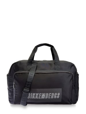 Спортивная сумка из матового нейлона и экокожи с принтом BIKKEMBERGS. Цвет: черный