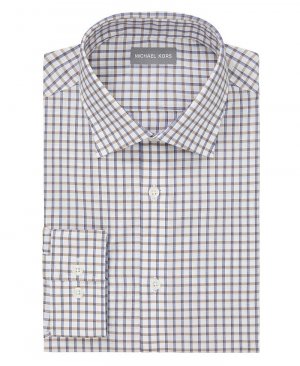 Мужская приталенная классическая рубашка стрейч с негладким покрытием для страйкбола , коричневый Michael Kors