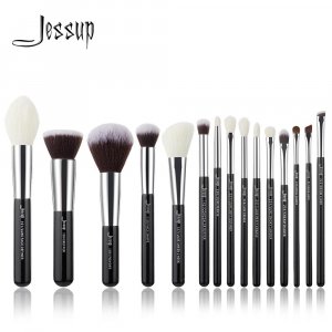 Набор профессиональных кистей для макияжа, 15 шт (Brand Black / Silver) Jessup