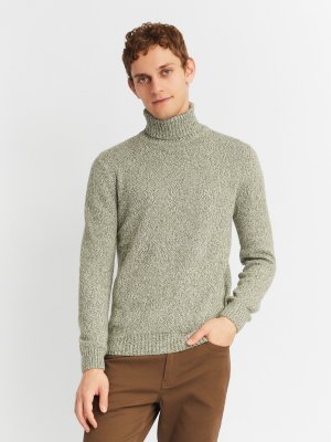 Вязаная шерстяная водолазка-свитер с горлом zolla. Цвет: зеленый