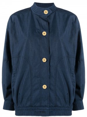 Куртка 1980-х годов на пуговицах с высоким воротником Céline Pre-Owned. Цвет: синий