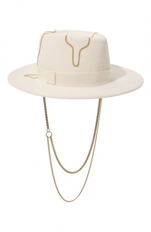 Фетровая шляпа Drop Chains COCOSHNICK HEADDRESS. Цвет: кремовый