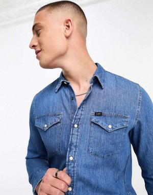 Голубая джинсовая рубашка с длинными рукавами Lee