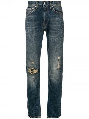 Джинсы прямого кроя с прорванными деталями на коленях Calvin Klein Jeans. Цвет: синий