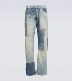 Пэчворк прямые джинсы , синий Alexander McQueen