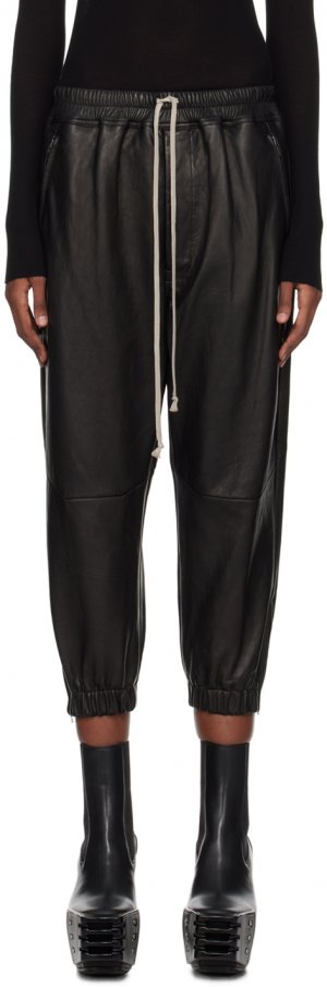 Черные укороченные кожаные брюки , цвет Black Rick Owens