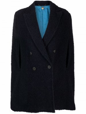 Двубортное шерстяное пальто Maurizio Miri. Цвет: синий