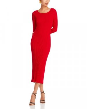 Платье-свитер в рубчик с открытой спиной , цвет Red FARM Rio
