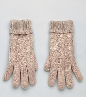 Розовые перчатки с узором косы Stitch & Pieces. Цвет: розовый
