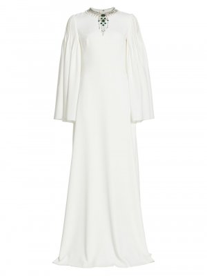 Украшенное платье-кафтан с расклешенными рукавами , белый Reem Acra